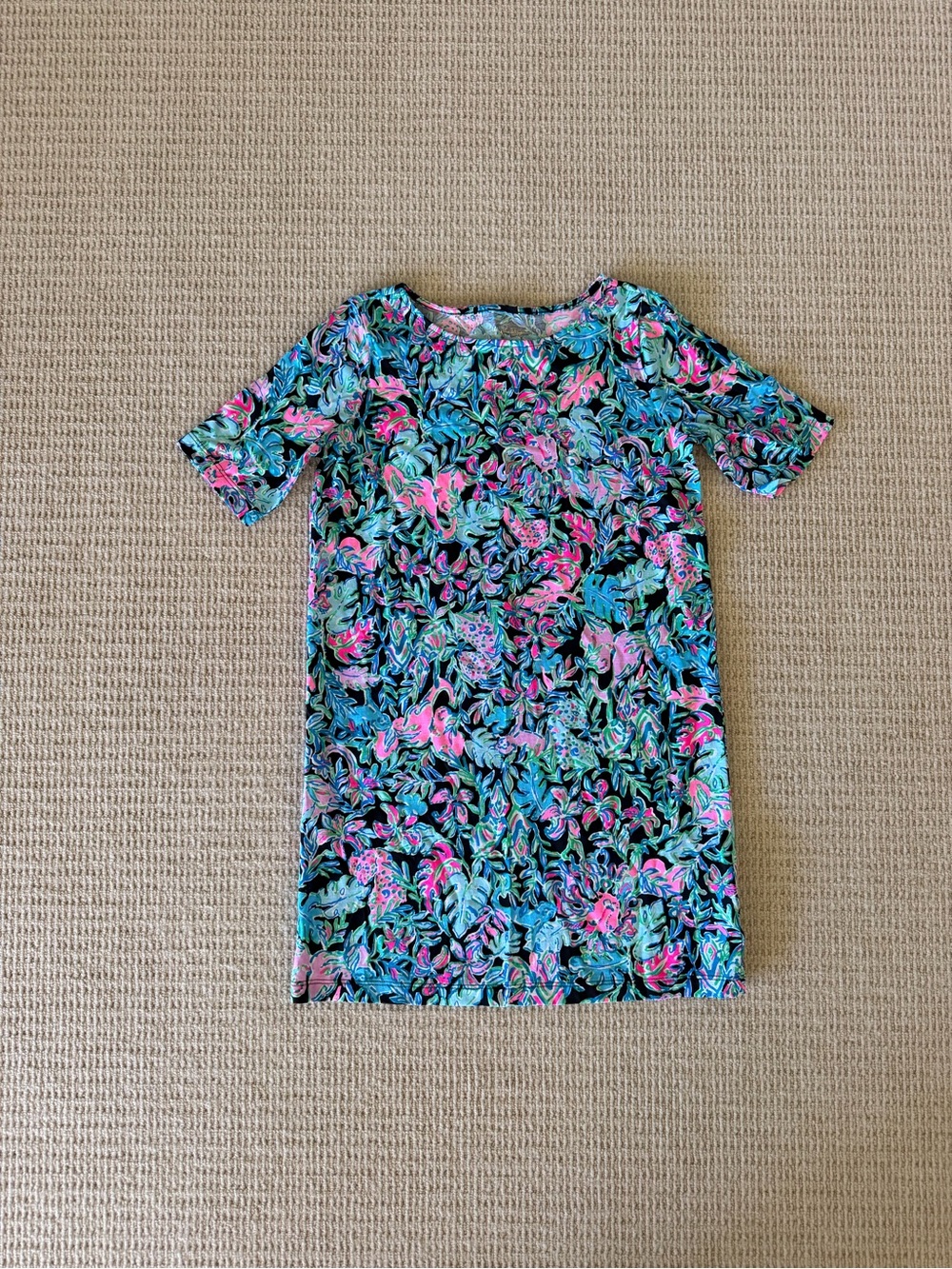 NWOT Girl’s Lilly Pulitzer Shift Dress with Pink & Teal Floral. Size: 8-10